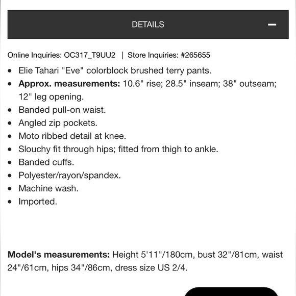 NWT Elie Tahari "Eve" Brushed Terry Pants - Picture 2 of 9